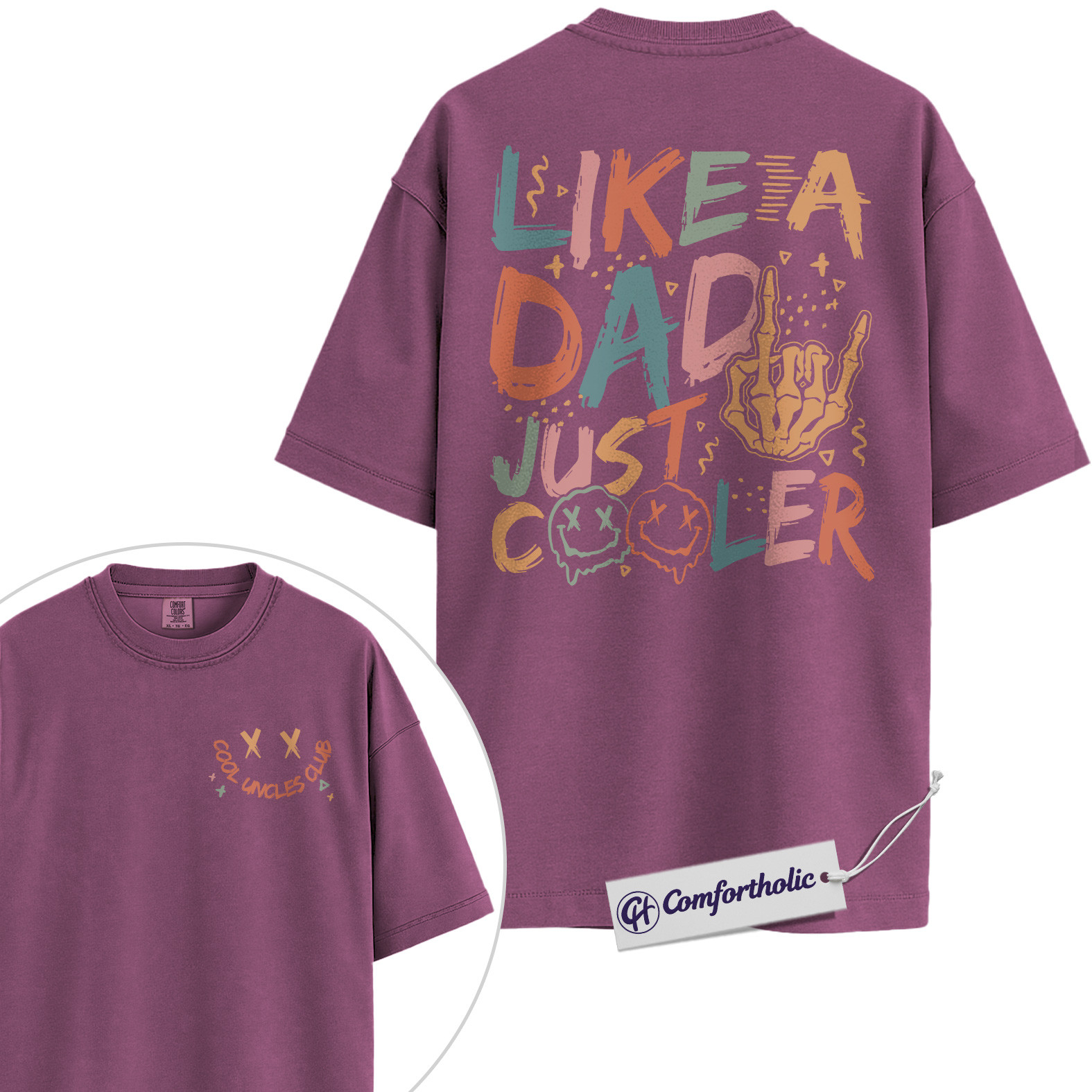 Cool Dad Shirt, Like a Dad Just Cooler Graphic Tee, Father’s Day Gift for Dads, Comfort Colors Shirt 2-Sided - Image 15