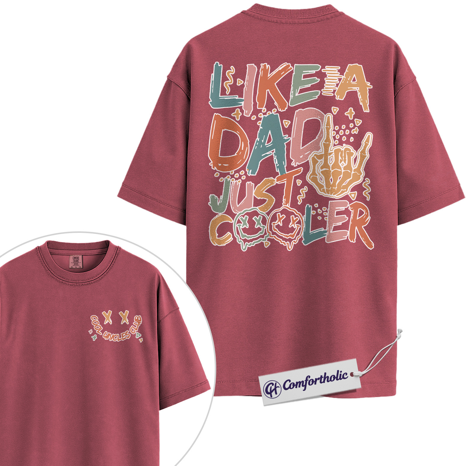 Cool Dad Shirt, Like a Dad Just Cooler Graphic Tee, Father’s Day Gift for Dads, Comfort Colors Shirt 2-Sided - Image 18