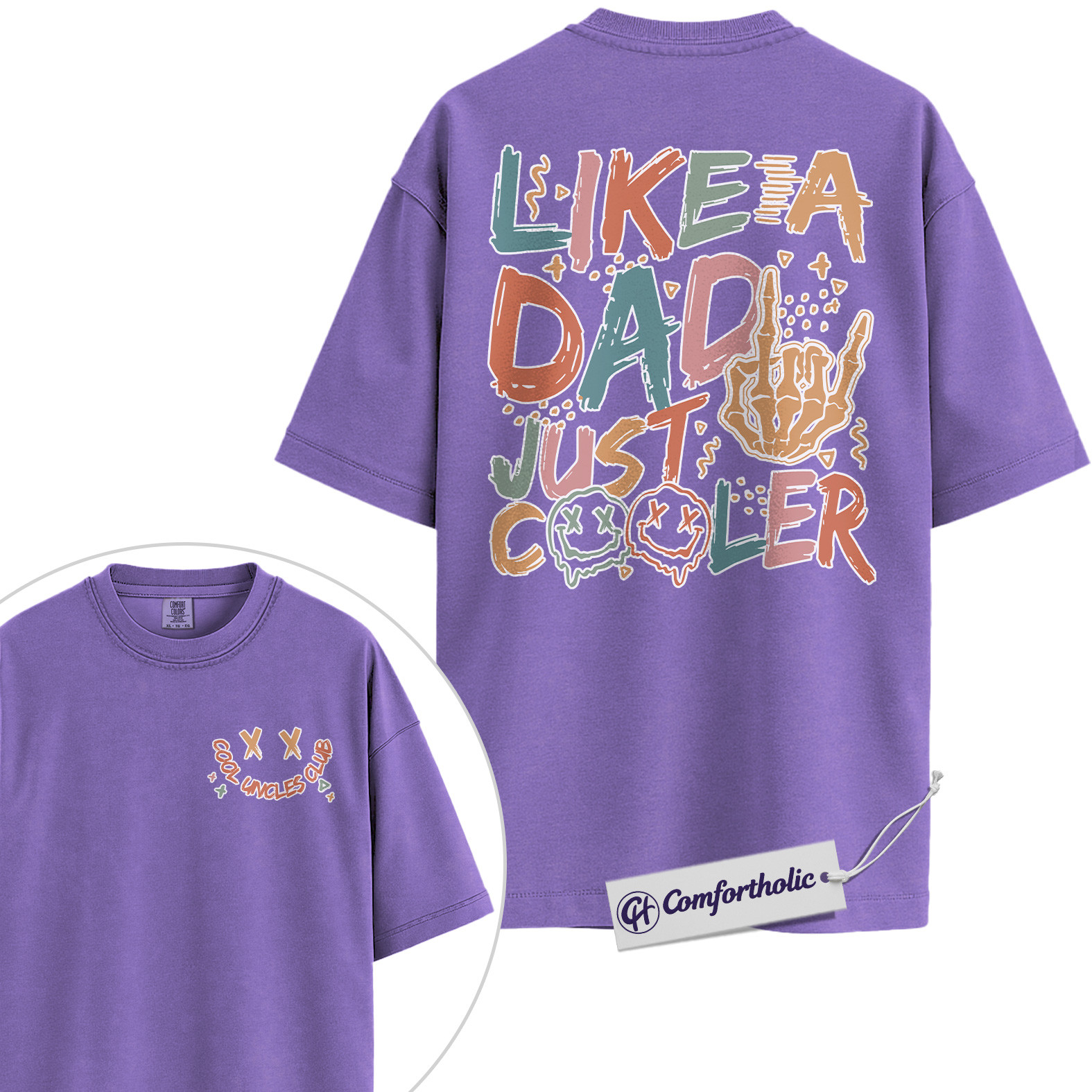 Cool Dad Shirt, Like a Dad Just Cooler Graphic Tee, Father’s Day Gift for Dads, Comfort Colors Shirt 2-Sided - Image 20