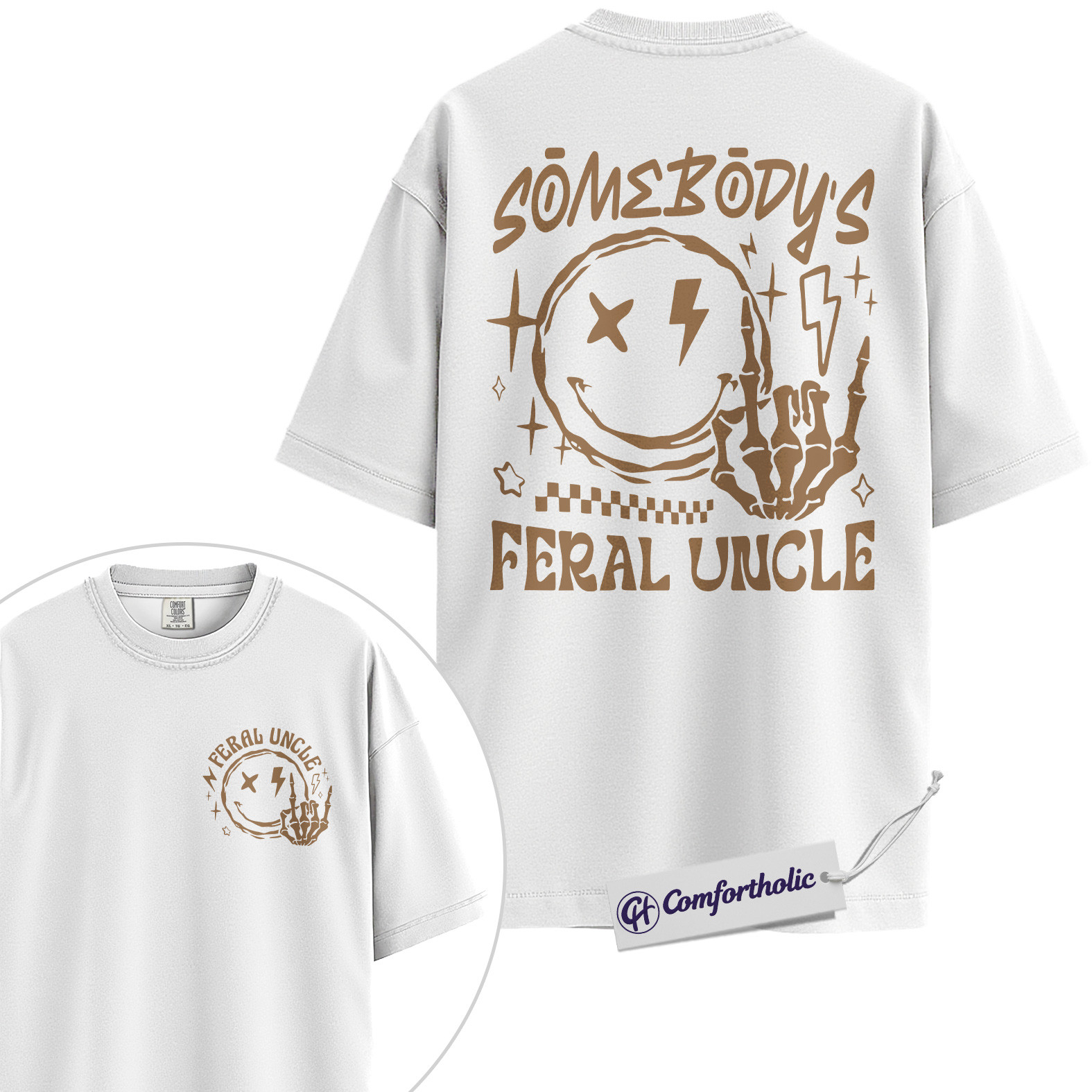 Funny Uncle Shirt, Somebody’s Feral Uncle Graphic Tee, Father’s Day Gift for Uncles, Comfort Colors Shirt 2-Sided - Image 2