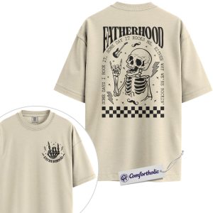 Rock Dad Shirt, Fatherhood Skull Guitar Graphic Tee, Funny Rock n Roll Dad T-Shirt, Father’s Day Gift for Dads, Comfort Colors Shirt 2-Sided