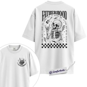 Alternative view of Rock Dad Shirt, Fatherhood Skull Guitar Graphic Tee, Funny Rock n Roll Dad T-Shirt, Father’s Day Gift for Dads, Comfort Colors Shirt 2-Sided