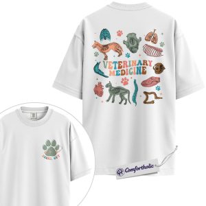 Alternative view of Personalized Vet Tech Shirt, Custom Name CVT Graphic Tee, Veterinary Medicine Anatomy T-Shirt, Gift for Veterinary Technicians, Comfort Colors Shirt 2-Sided