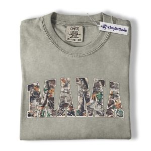 Camo Mama Shirt, Hunting Mom Graphic Tee, Outdoors Deer Camp T-Shirt, Mother’s Day Gift for Mom, Comfort Colors Shirt