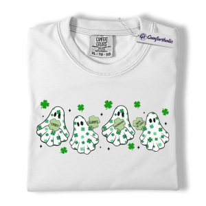 Alternative view of St Patrick’s Day Ghost Shirt, Lucky Boo Shamrock Ghosts Graphic Tee, Cute Spooky Irish T-Shirt, Gift for St Paddy’s Day Fans, Comfort Colors Shirt