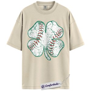 St Patrick’s Day Baseball Shirt, Shamrock Baseball Stitch Graphic Tee, Lucky Sports Fan T-Shirt, Irish Gift for Baseball Moms, Comfort Colors Shirt