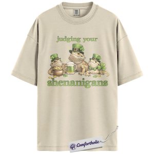 St Patrick’s Day Bearded Dragon Shirt, Judging Your Shenanigans Graphic Tee, Funny Leprechaun Lizard T-Shirt, Irish Gift for Reptile Lovers, Comfort Colors Shirt