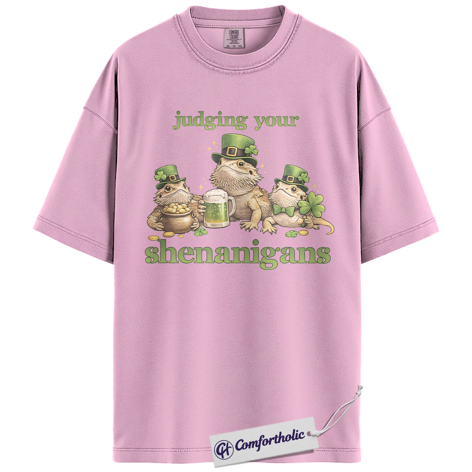 St Patrick’s Day Bearded Dragon Shirt, Judging Your Shenanigans Graphic Tee, Funny Leprechaun Lizard T-Shirt, Irish Gift for Reptile Lovers, Comfort Colors Shirt - Image 8