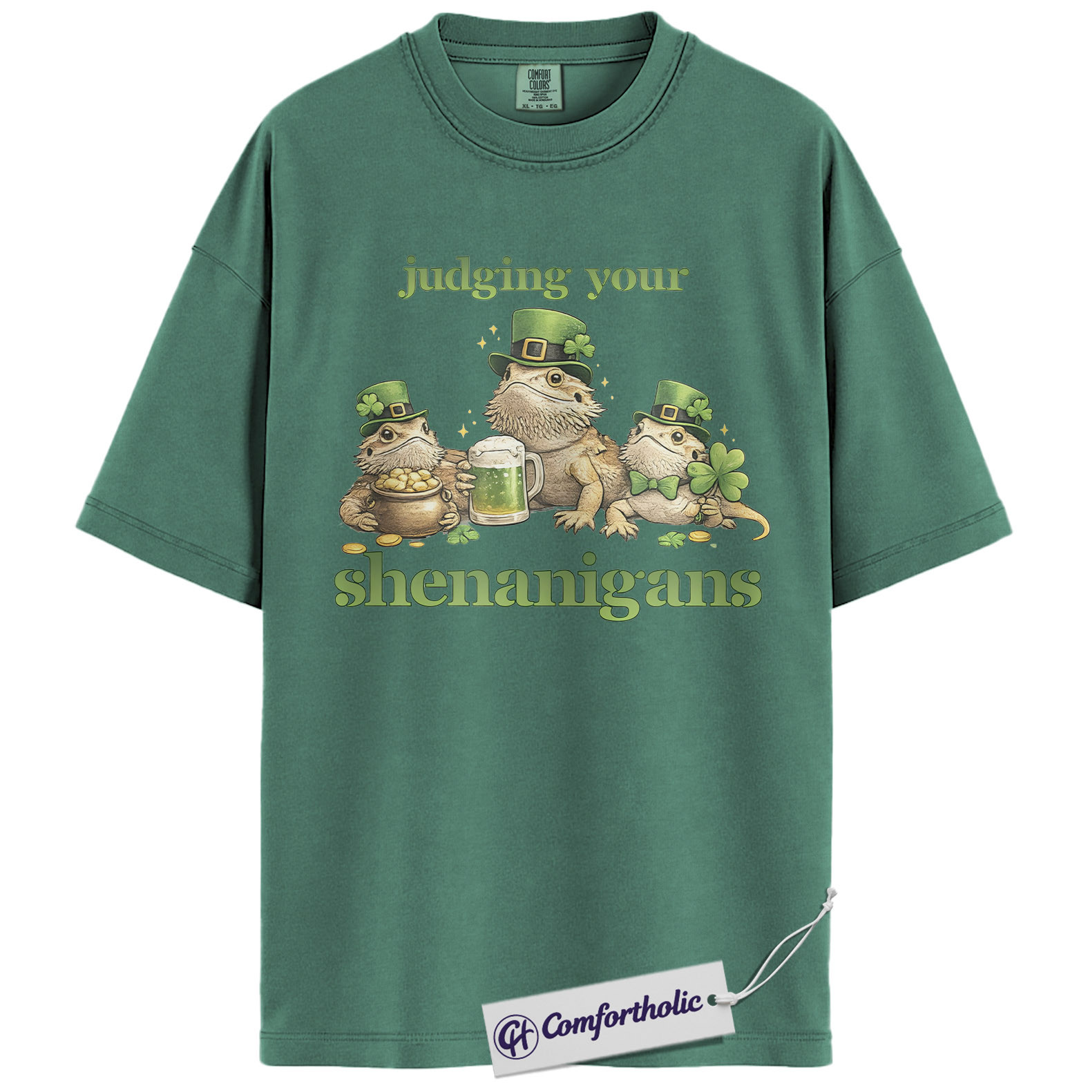 St Patrick’s Day Bearded Dragon Shirt, Judging Your Shenanigans Graphic Tee, Funny Leprechaun Lizard T-Shirt, Irish Gift for Reptile Lovers, Comfort Colors Shirt - Image 10