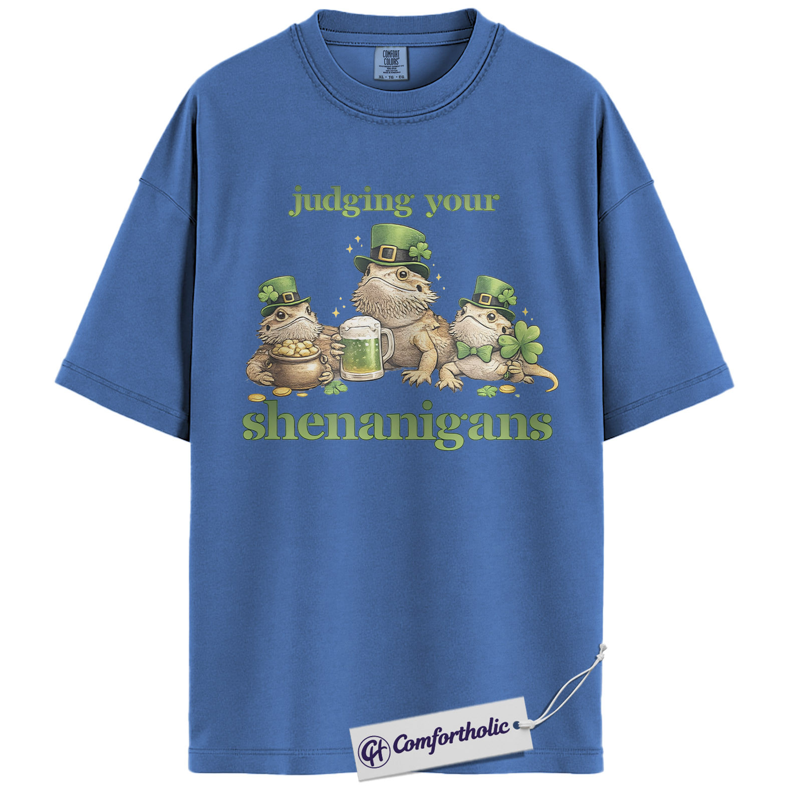 St Patrick’s Day Bearded Dragon Shirt, Judging Your Shenanigans Graphic Tee, Funny Leprechaun Lizard T-Shirt, Irish Gift for Reptile Lovers, Comfort Colors Shirt - Image 12