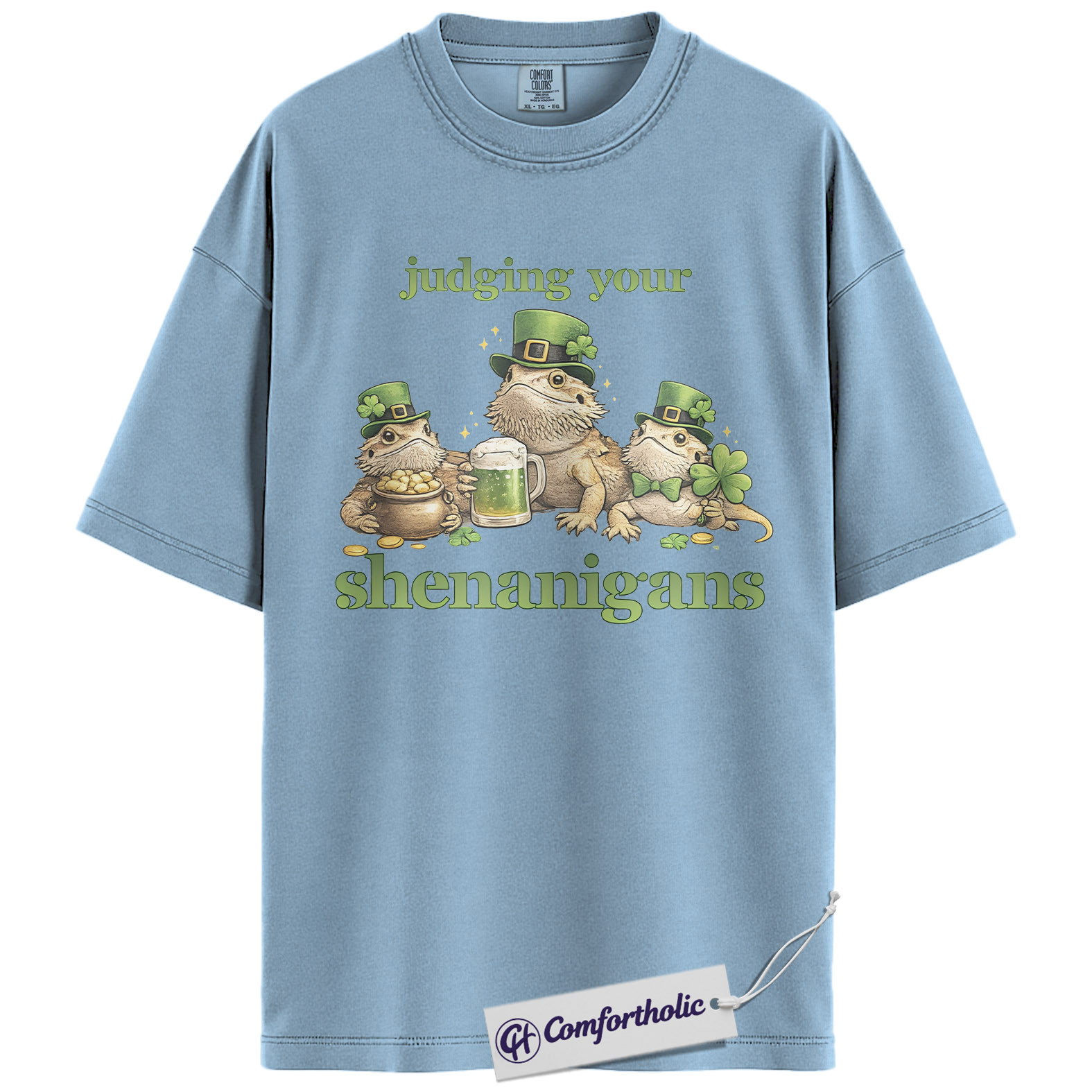 St Patrick’s Day Bearded Dragon Shirt, Judging Your Shenanigans Graphic Tee, Funny Leprechaun Lizard T-Shirt, Irish Gift for Reptile Lovers, Comfort Colors Shirt - Image 14