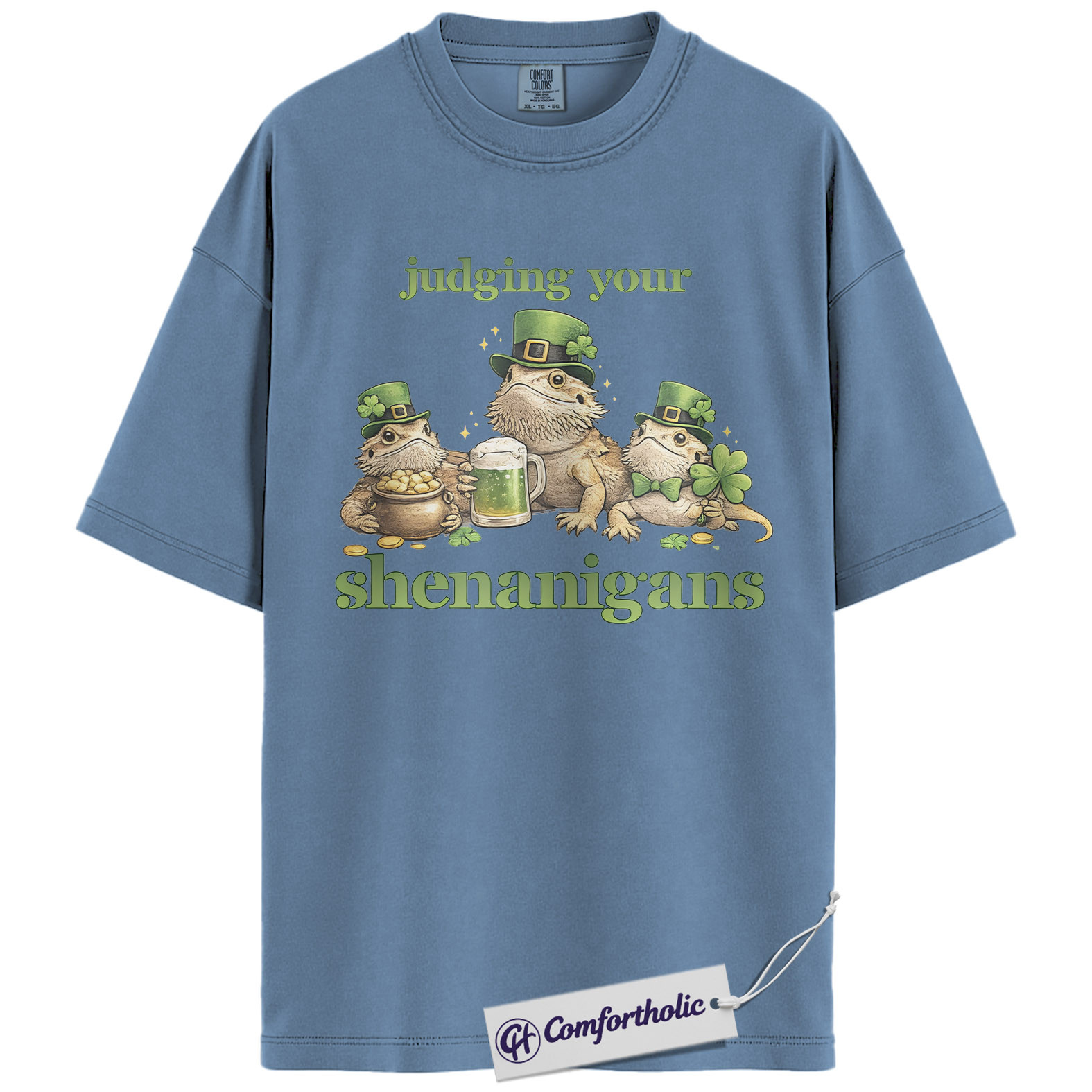 St Patrick’s Day Bearded Dragon Shirt, Judging Your Shenanigans Graphic Tee, Funny Leprechaun Lizard T-Shirt, Irish Gift for Reptile Lovers, Comfort Colors Shirt - Image 17