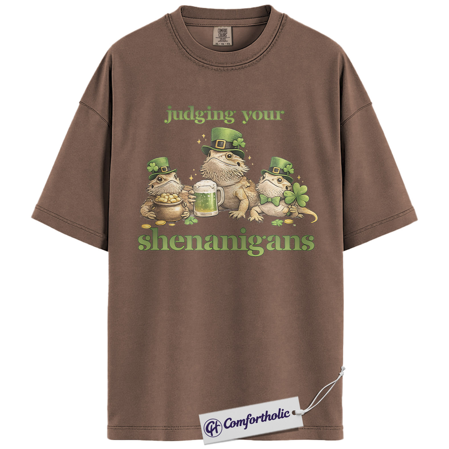 St Patrick’s Day Bearded Dragon Shirt, Judging Your Shenanigans Graphic Tee, Funny Leprechaun Lizard T-Shirt, Irish Gift for Reptile Lovers, Comfort Colors Shirt - Image 19