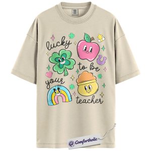 St Patrick’s Day Teacher Shirt, Lucky to Be Your Teacher Graphic Tee, Cute Shamrock Rainbow Classroom T-Shirt, Gift for Teachers, Comfort Colors Shirt