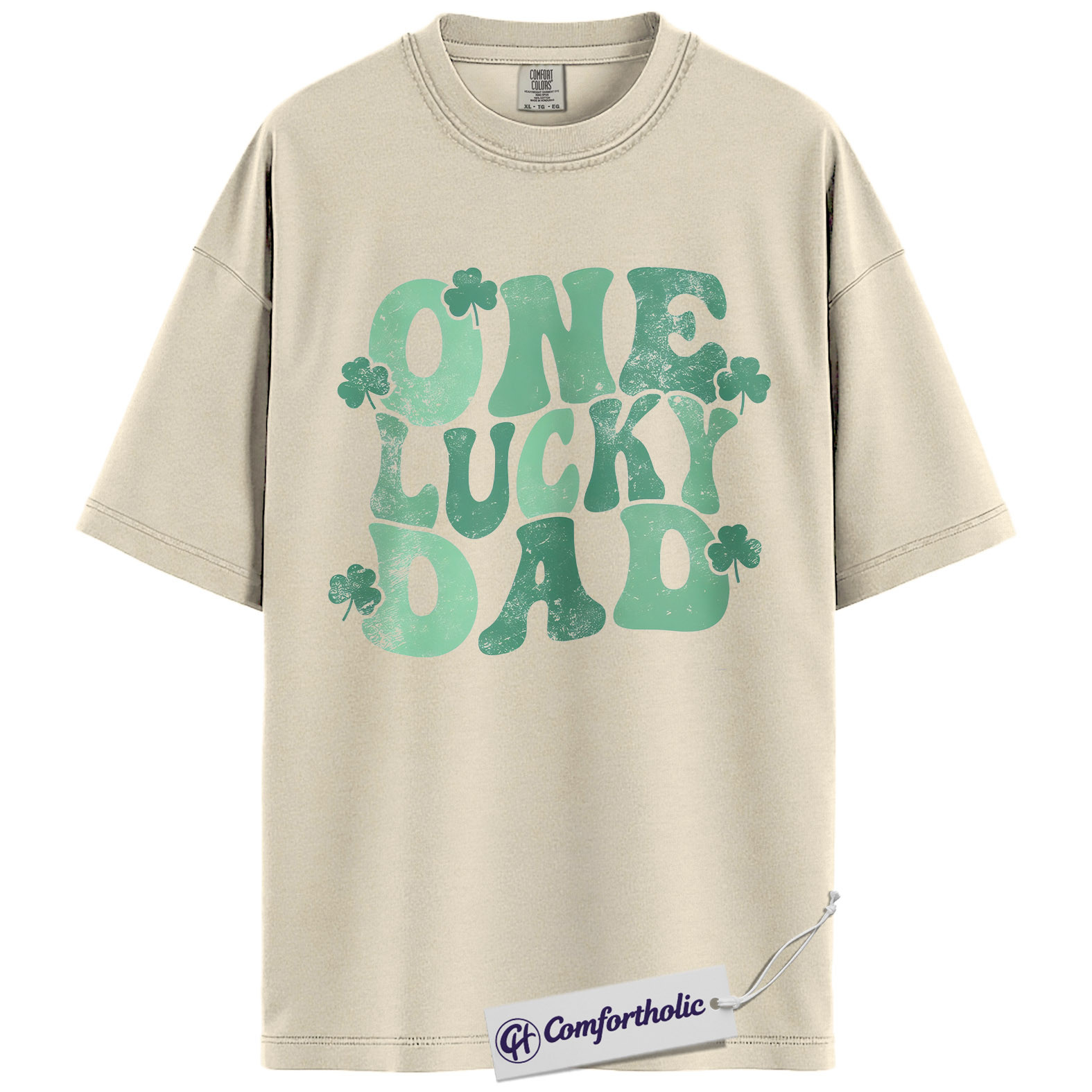 One Lucky Dad Graphic Tee, St Patrick’s Day Dad Shirt, Shamrock Clover T-Shirt, Funny Gift for Dads, Comfort Colors Shirt - Image 4