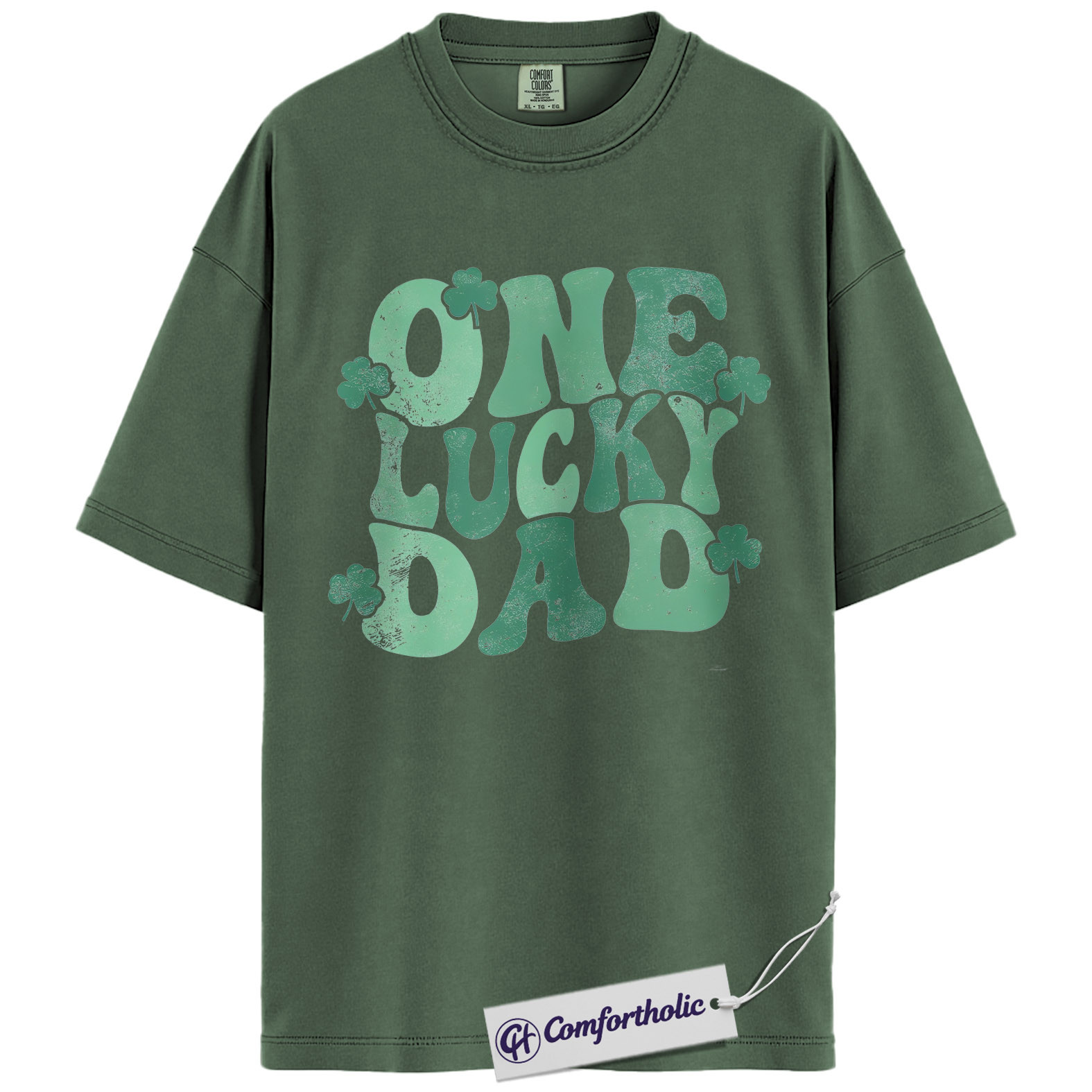 One Lucky Dad Graphic Tee, St Patrick’s Day Dad Shirt, Shamrock Clover T-Shirt, Funny Gift for Dads, Comfort Colors Shirt - Image 5