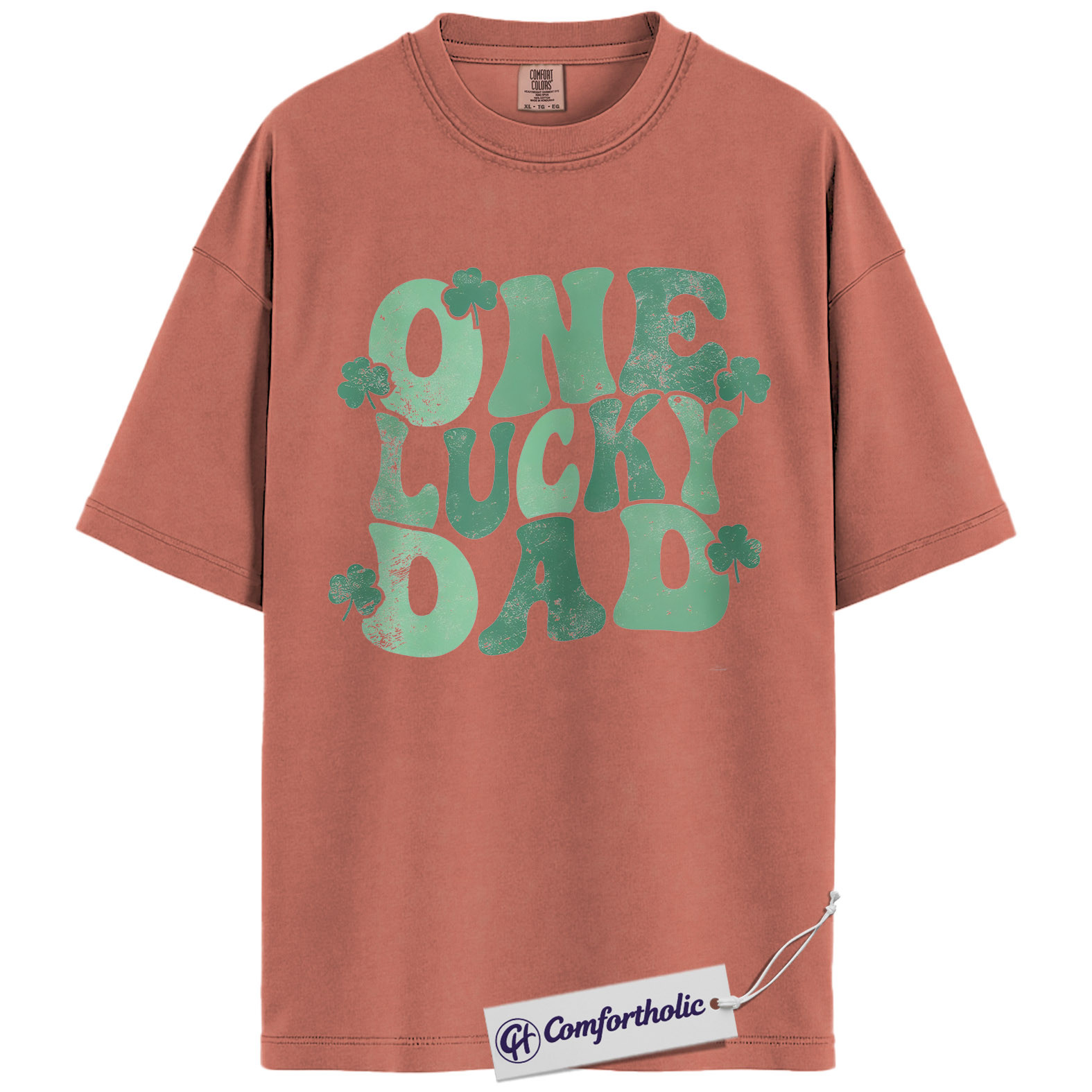 One Lucky Dad Graphic Tee, St Patrick’s Day Dad Shirt, Shamrock Clover T-Shirt, Funny Gift for Dads, Comfort Colors Shirt - Image 7
