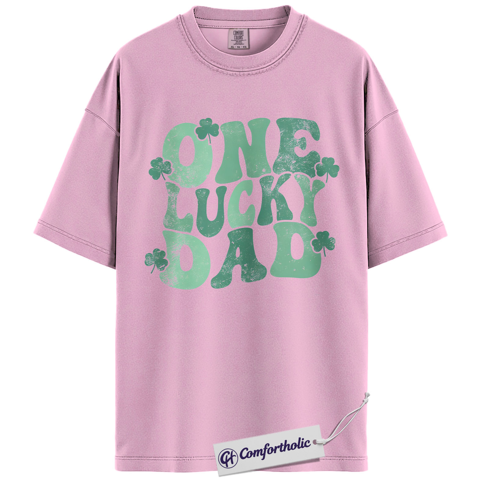 One Lucky Dad Graphic Tee, St Patrick’s Day Dad Shirt, Shamrock Clover T-Shirt, Funny Gift for Dads, Comfort Colors Shirt - Image 8