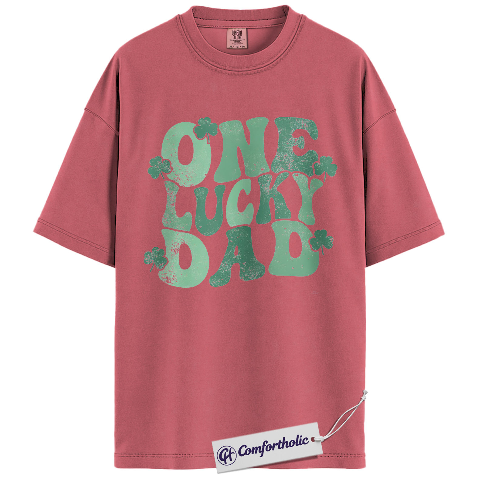 One Lucky Dad Graphic Tee, St Patrick’s Day Dad Shirt, Shamrock Clover T-Shirt, Funny Gift for Dads, Comfort Colors Shirt - Image 9