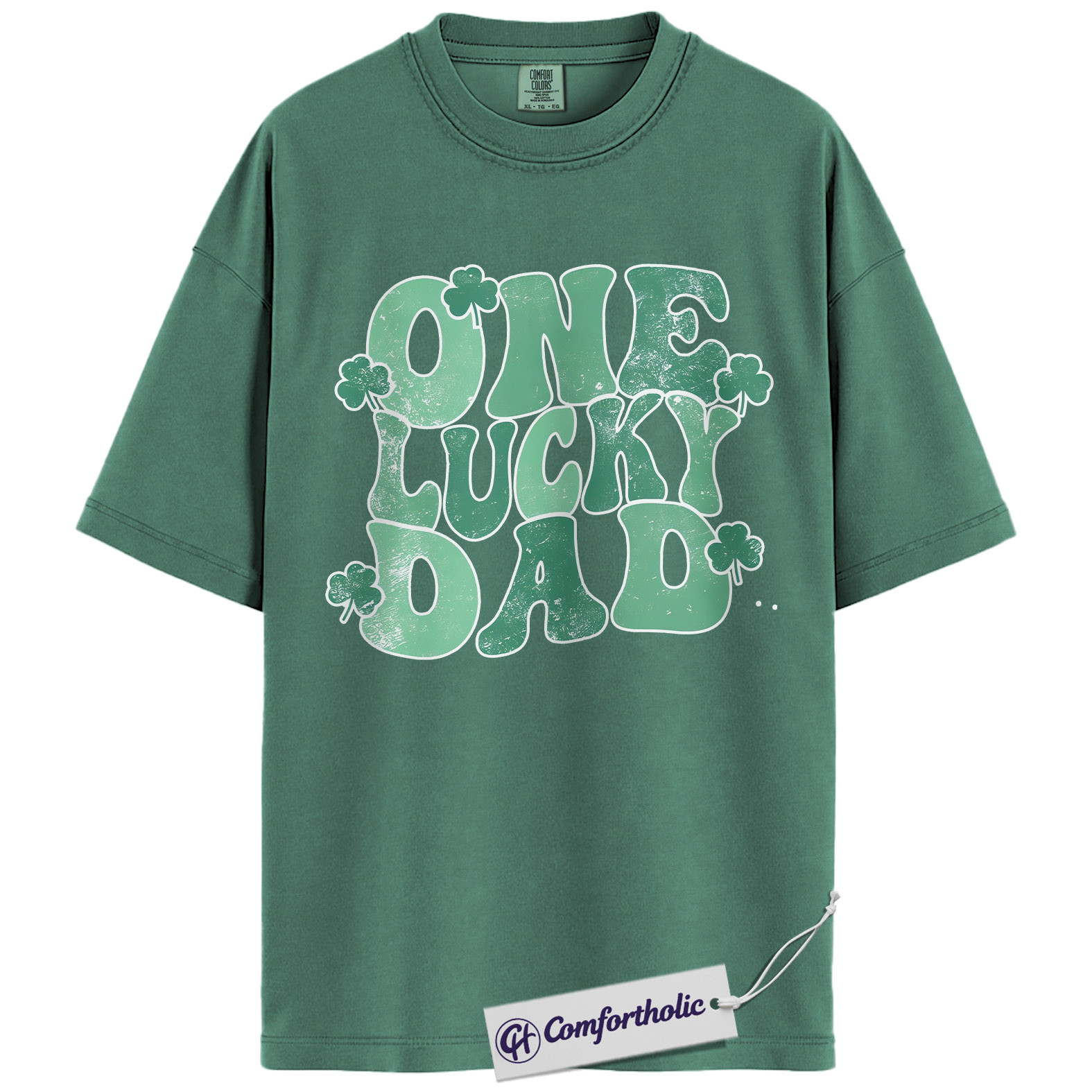 One Lucky Dad Graphic Tee, St Patrick’s Day Dad Shirt, Shamrock Clover T-Shirt, Funny Gift for Dads, Comfort Colors Shirt - Image 10