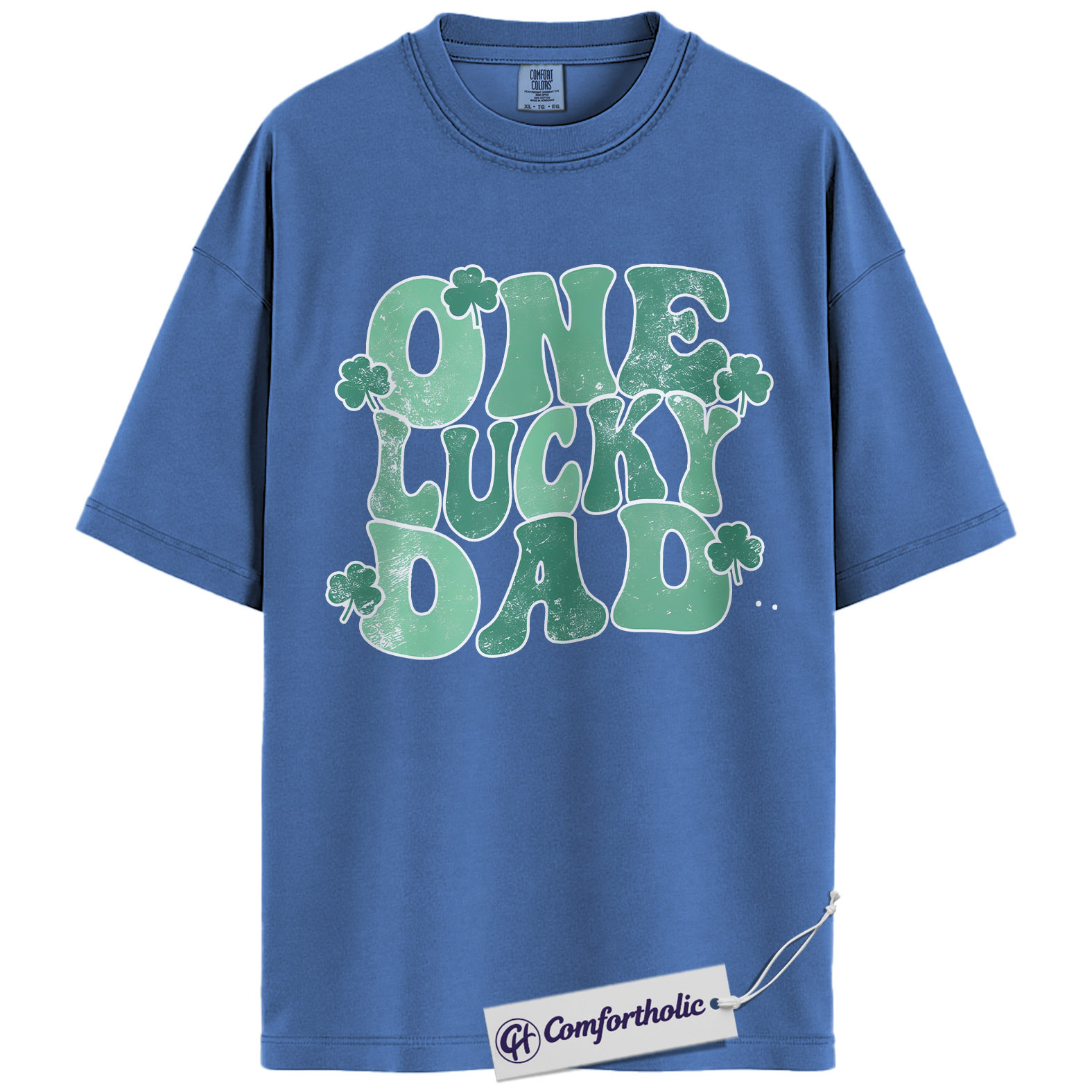 One Lucky Dad Graphic Tee, St Patrick’s Day Dad Shirt, Shamrock Clover T-Shirt, Funny Gift for Dads, Comfort Colors Shirt - Image 12