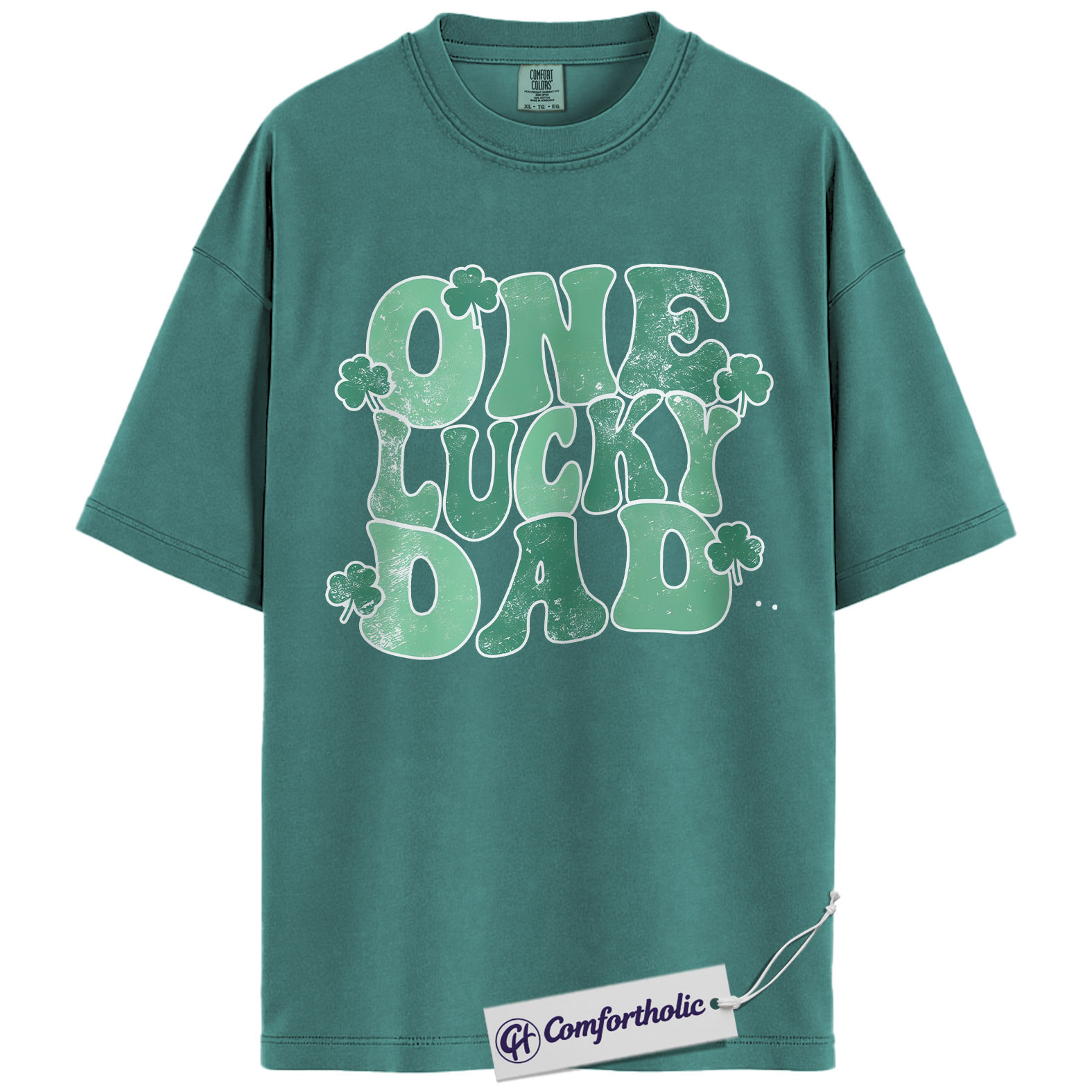 One Lucky Dad Graphic Tee, St Patrick’s Day Dad Shirt, Shamrock Clover T-Shirt, Funny Gift for Dads, Comfort Colors Shirt - Image 13