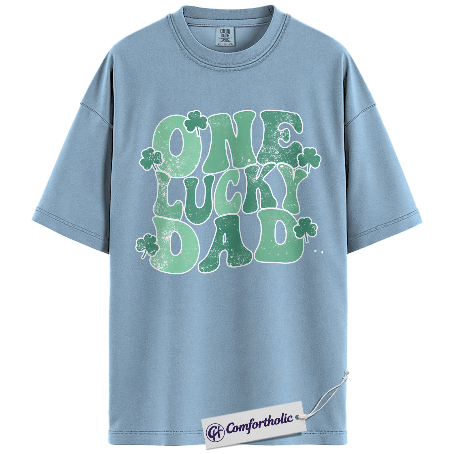 One Lucky Dad Graphic Tee, St Patrick’s Day Dad Shirt, Shamrock Clover T-Shirt, Funny Gift for Dads, Comfort Colors Shirt - Image 14