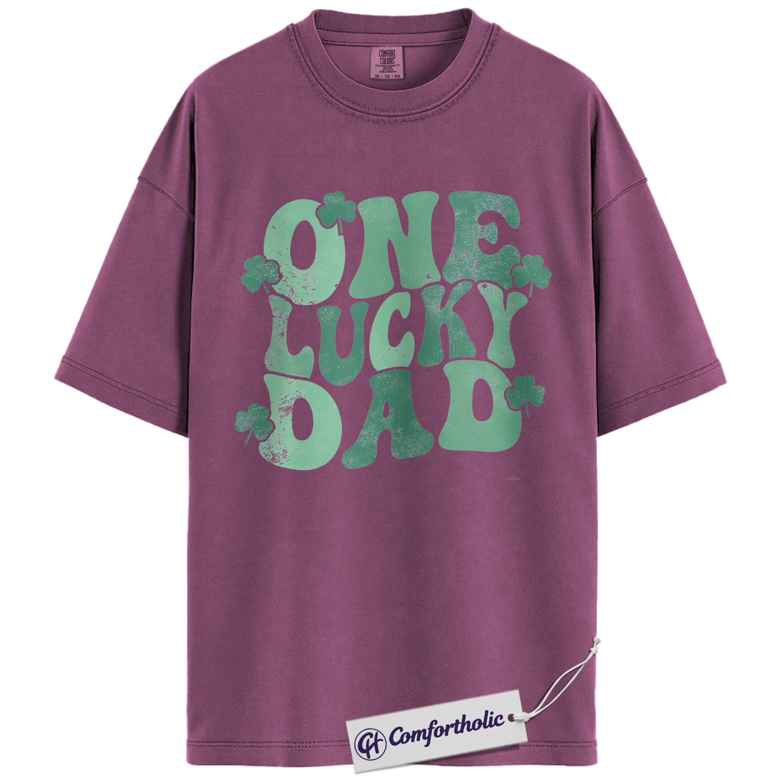 One Lucky Dad Graphic Tee, St Patrick’s Day Dad Shirt, Shamrock Clover T-Shirt, Funny Gift for Dads, Comfort Colors Shirt - Image 15
