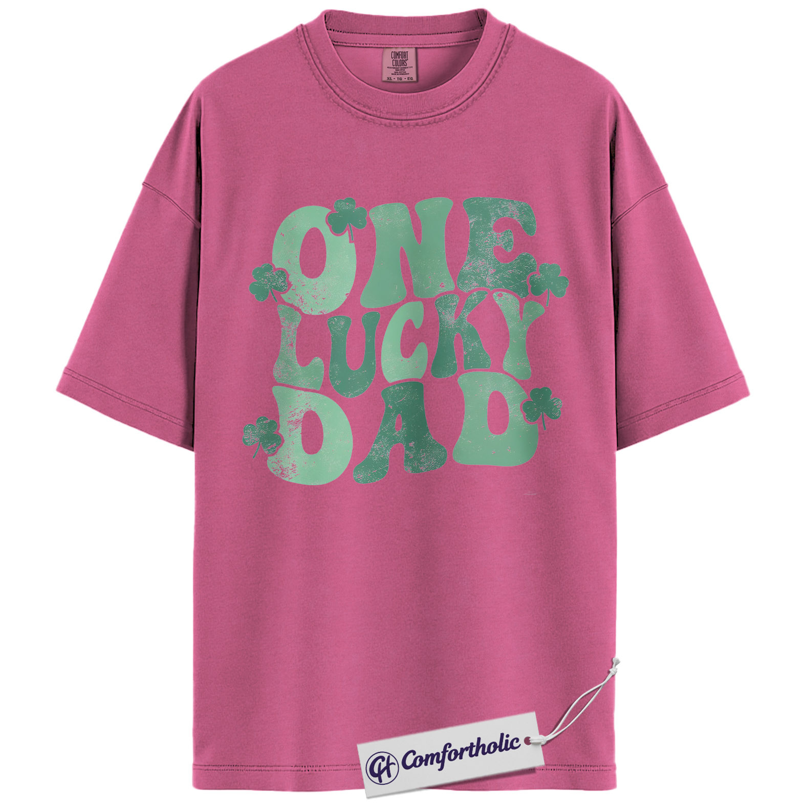 One Lucky Dad Graphic Tee, St Patrick’s Day Dad Shirt, Shamrock Clover T-Shirt, Funny Gift for Dads, Comfort Colors Shirt - Image 16