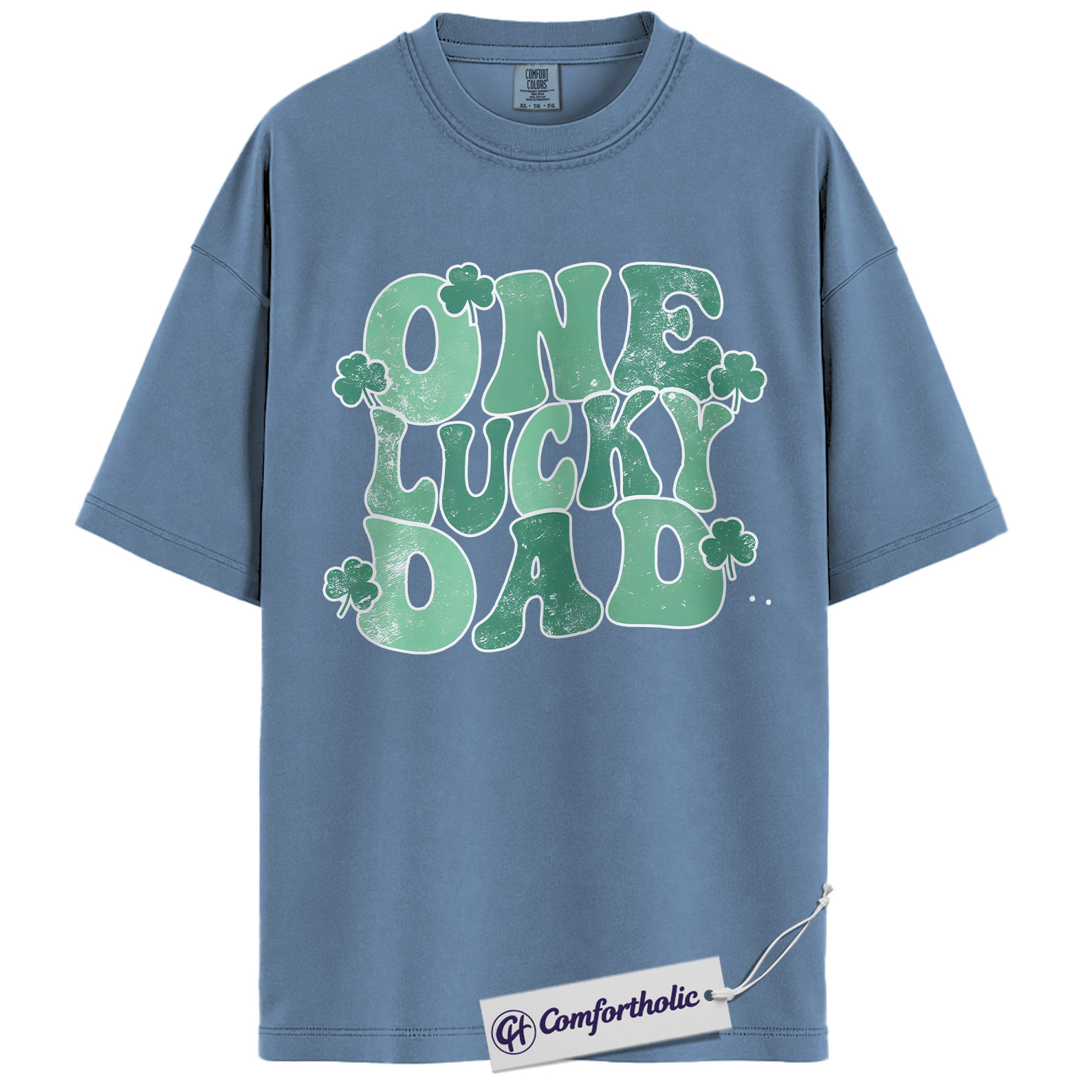 One Lucky Dad Graphic Tee, St Patrick’s Day Dad Shirt, Shamrock Clover T-Shirt, Funny Gift for Dads, Comfort Colors Shirt - Image 17