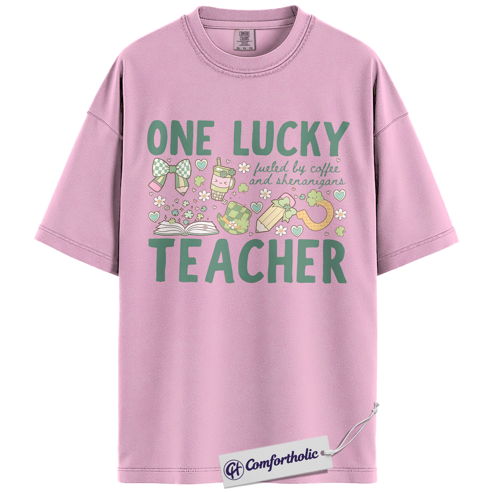 One Lucky Teacher Graphic Tee, St Patrick’s Day Teacher Shirt, Fueled by Coffee and Shenanigans T-Shirt, Gift for Teachers, Comfort Colors Shirt - Image 8