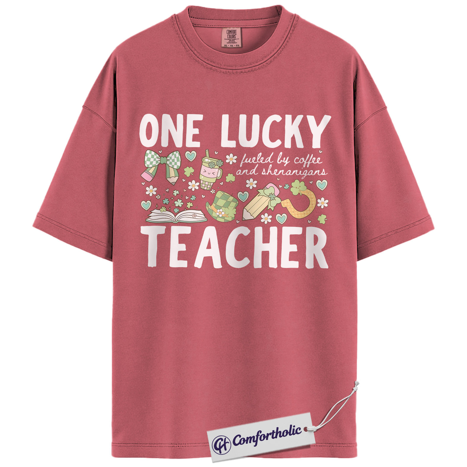 One Lucky Teacher Graphic Tee, St Patrick’s Day Teacher Shirt, Fueled by Coffee and Shenanigans T-Shirt, Gift for Teachers, Comfort Colors Shirt - Image 9
