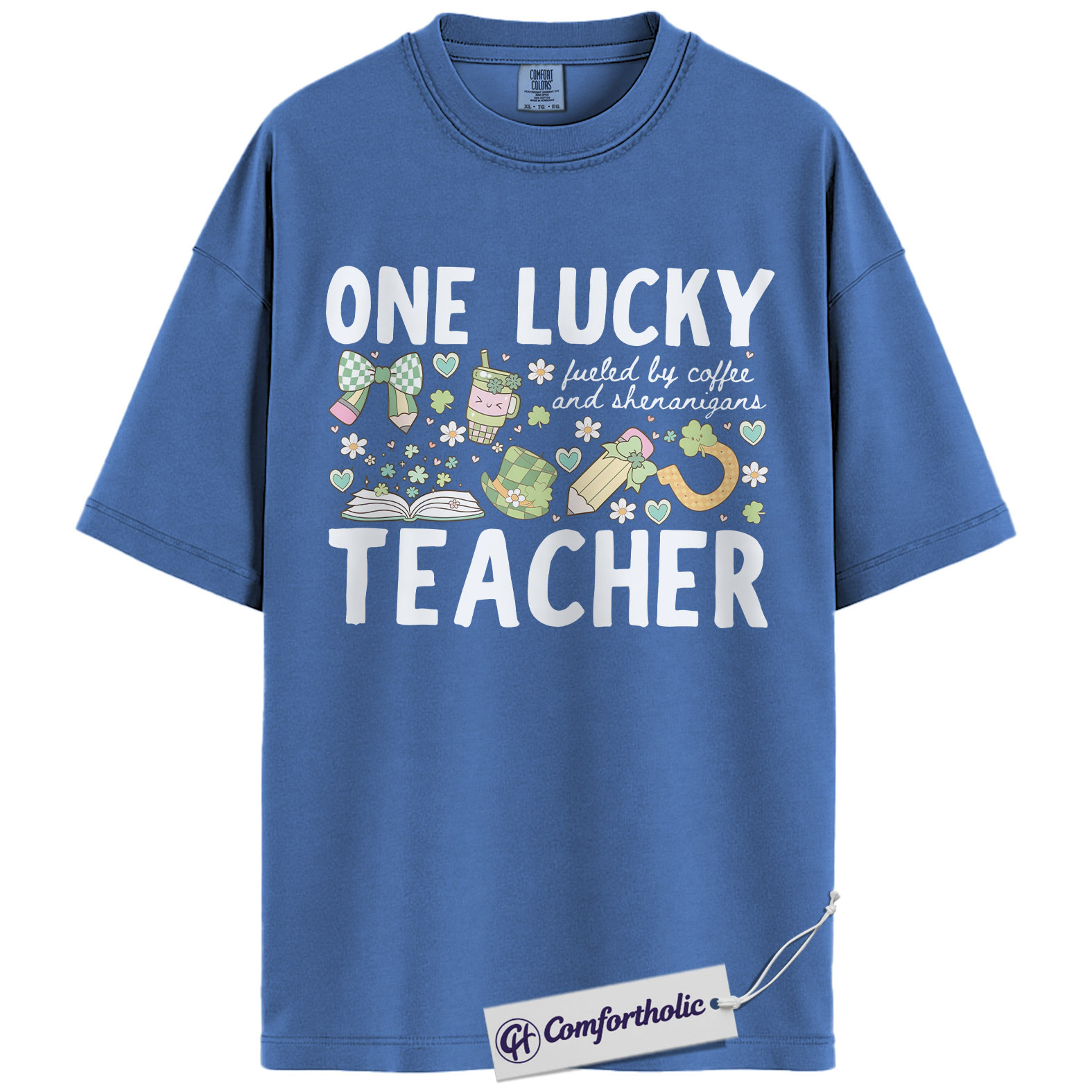 One Lucky Teacher Graphic Tee, St Patrick’s Day Teacher Shirt, Fueled by Coffee and Shenanigans T-Shirt, Gift for Teachers, Comfort Colors Shirt - Image 12
