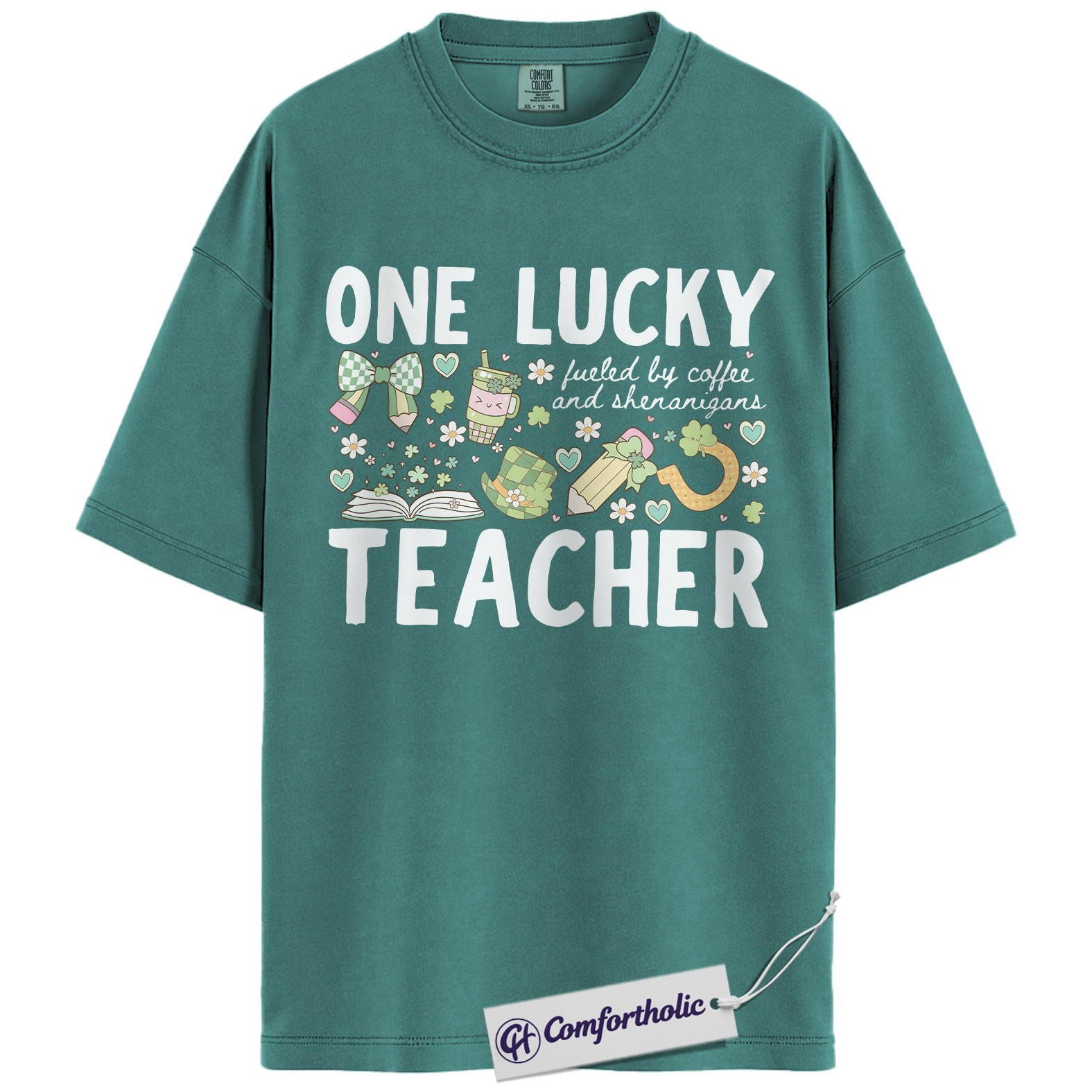 One Lucky Teacher Graphic Tee, St Patrick’s Day Teacher Shirt, Fueled by Coffee and Shenanigans T-Shirt, Gift for Teachers, Comfort Colors Shirt - Image 13
