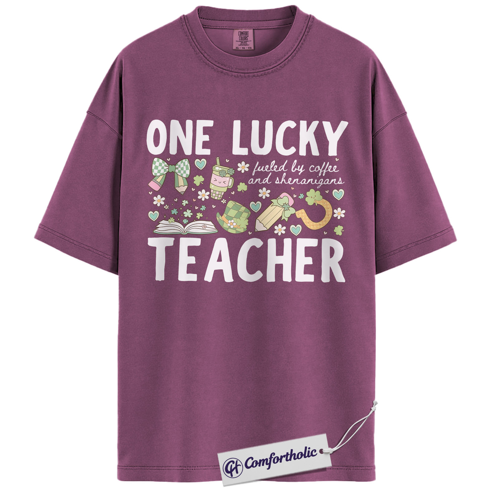One Lucky Teacher Graphic Tee, St Patrick’s Day Teacher Shirt, Fueled by Coffee and Shenanigans T-Shirt, Gift for Teachers, Comfort Colors Shirt - Image 15