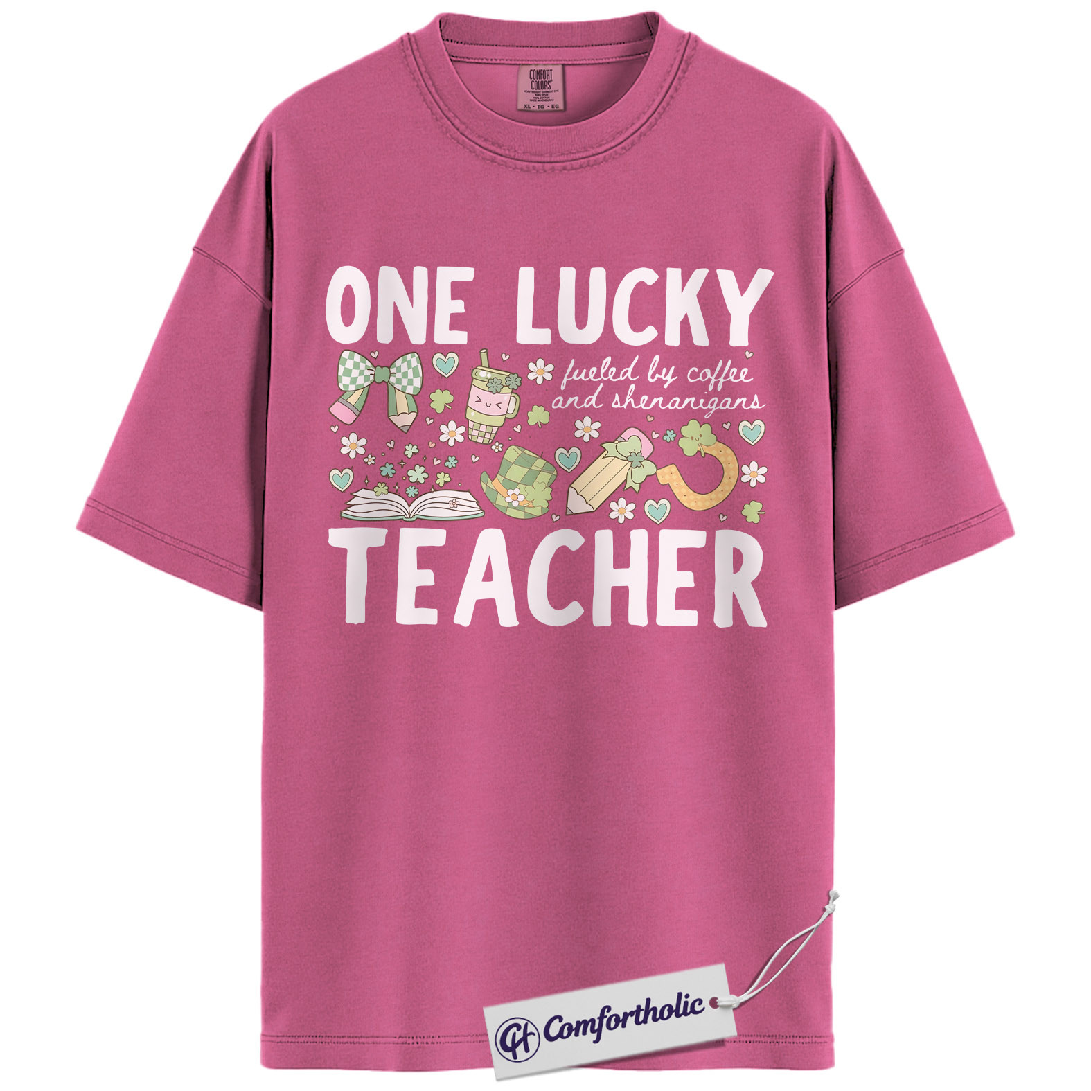 One Lucky Teacher Graphic Tee, St Patrick’s Day Teacher Shirt, Fueled by Coffee and Shenanigans T-Shirt, Gift for Teachers, Comfort Colors Shirt - Image 16