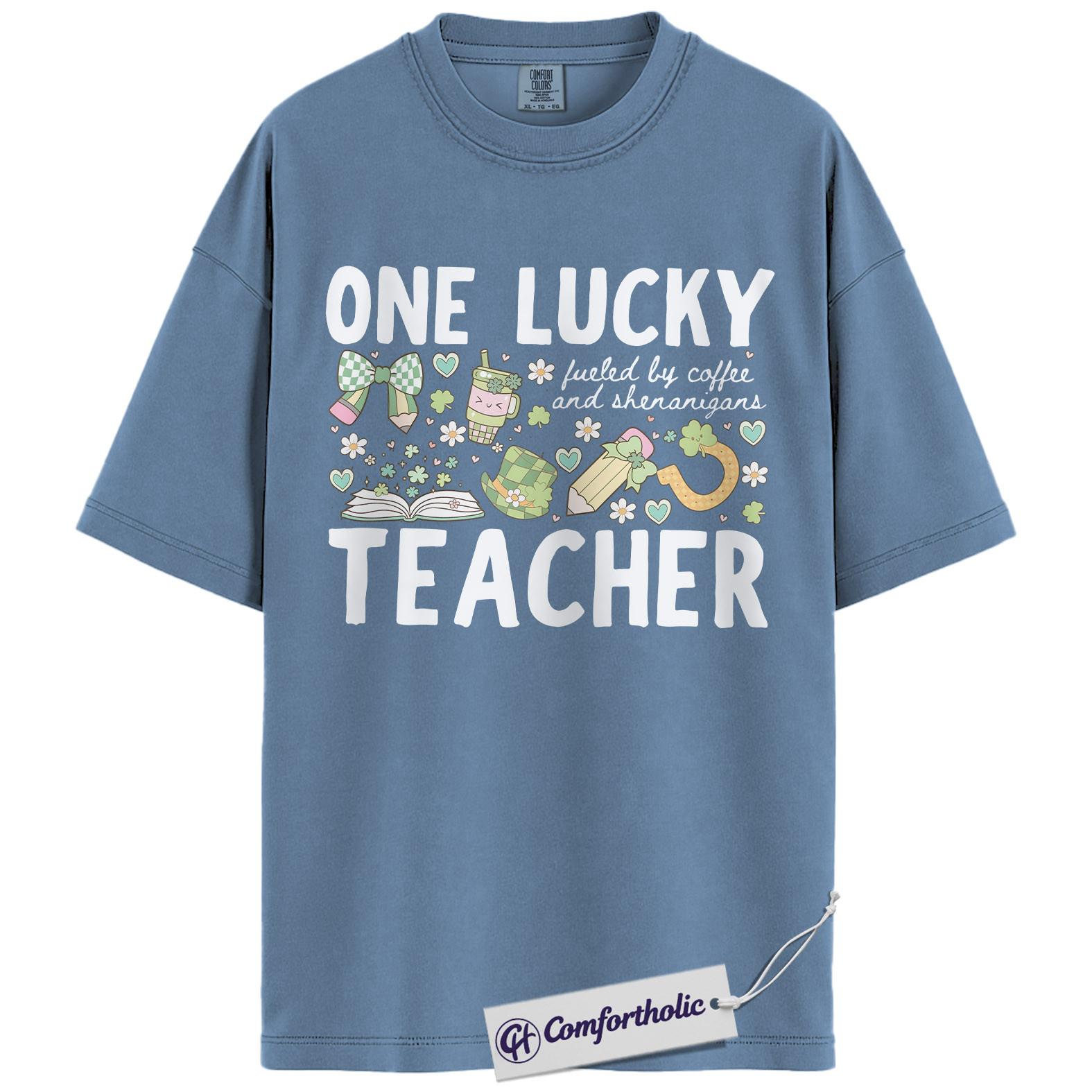One Lucky Teacher Graphic Tee, St Patrick’s Day Teacher Shirt, Fueled by Coffee and Shenanigans T-Shirt, Gift for Teachers, Comfort Colors Shirt - Image 17
