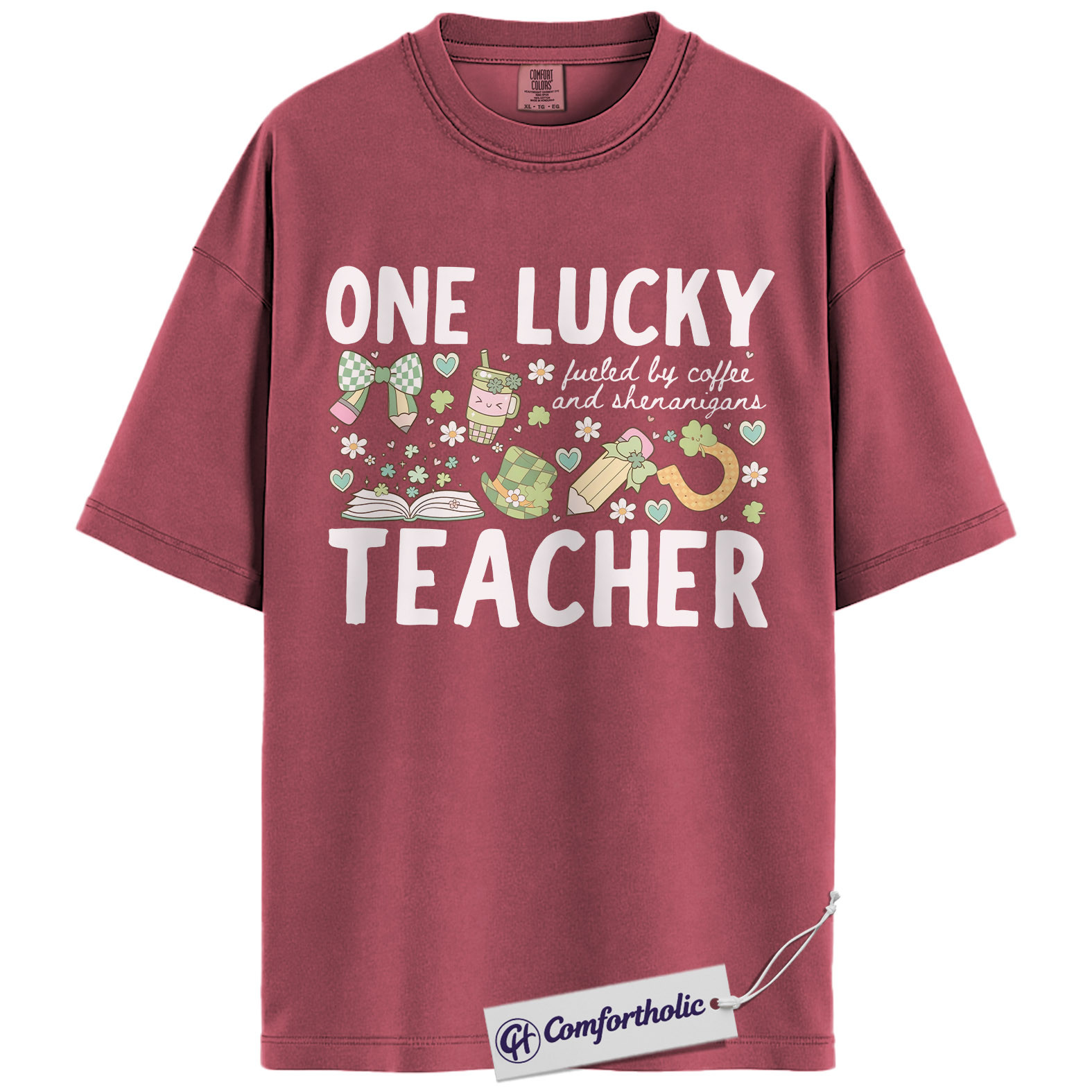 One Lucky Teacher Graphic Tee, St Patrick’s Day Teacher Shirt, Fueled by Coffee and Shenanigans T-Shirt, Gift for Teachers, Comfort Colors Shirt - Image 18