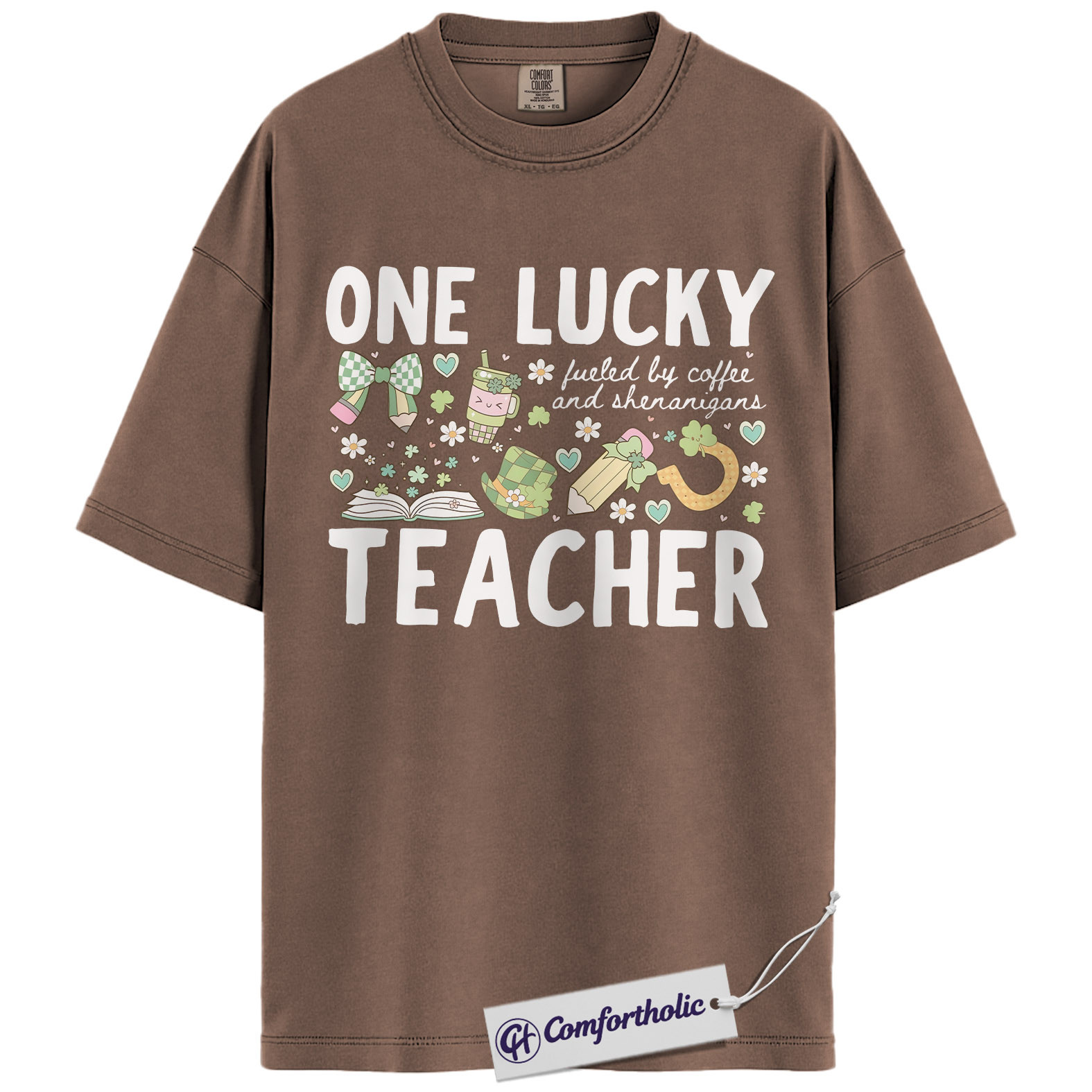 One Lucky Teacher Graphic Tee, St Patrick’s Day Teacher Shirt, Fueled by Coffee and Shenanigans T-Shirt, Gift for Teachers, Comfort Colors Shirt - Image 19