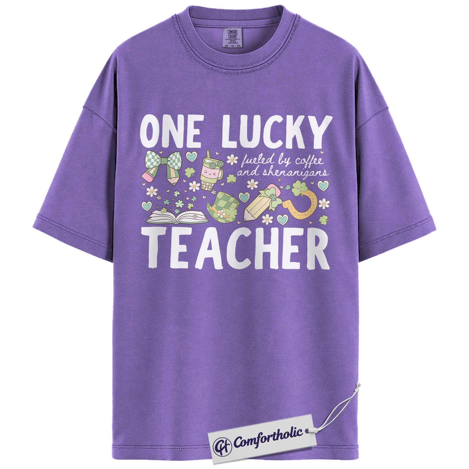 One Lucky Teacher Graphic Tee, St Patrick’s Day Teacher Shirt, Fueled by Coffee and Shenanigans T-Shirt, Gift for Teachers, Comfort Colors Shirt - Image 20