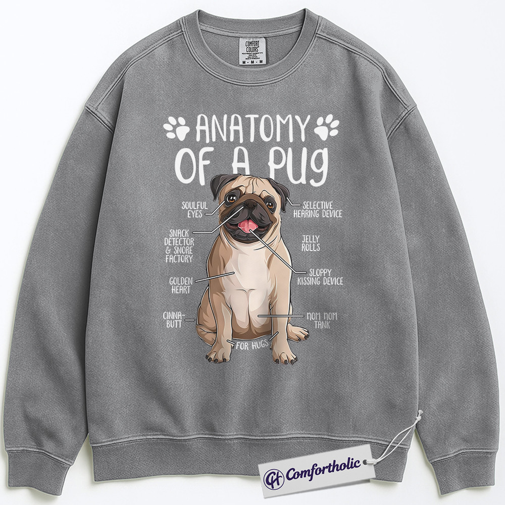 Anatomy of a Pug Sweatshirt, Funny Pug Dog Graphic Pullover, Cute Pet Lover Crewneck, Gift for Dog Owners, Comfort Colors Sweatshirt - Image 2