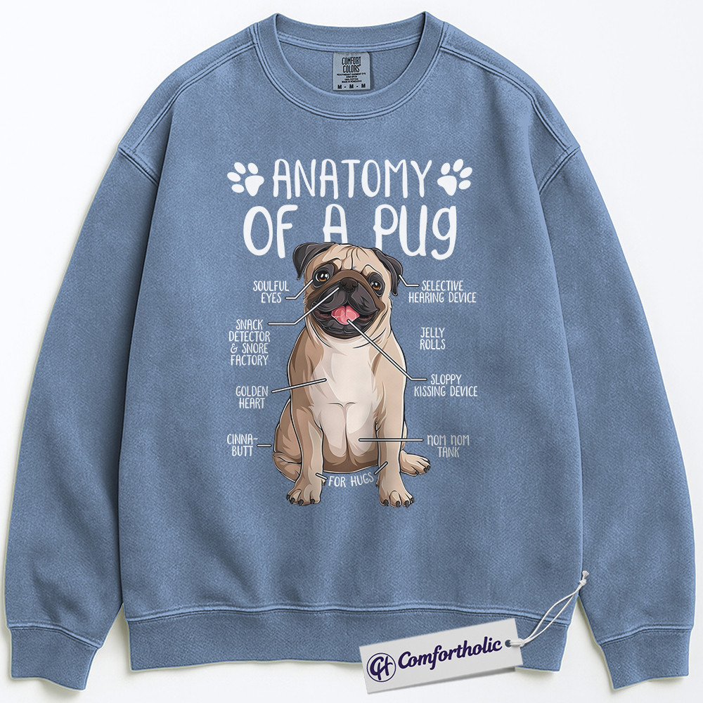 Anatomy of a Pug Sweatshirt, Funny Pug Dog Graphic Pullover, Cute Pet Lover Crewneck, Gift for Dog Owners, Comfort Colors Sweatshirt - Image 5