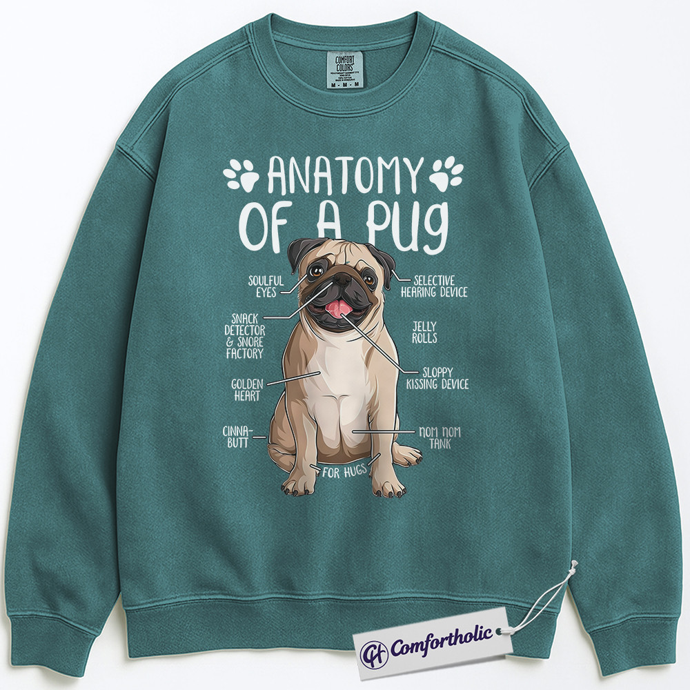 Anatomy of a Pug Sweatshirt, Funny Pug Dog Graphic Pullover, Cute Pet Lover Crewneck, Gift for Dog Owners, Comfort Colors Sweatshirt - Image 7