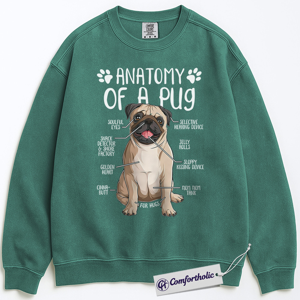 Anatomy of a Pug Sweatshirt, Funny Pug Dog Graphic Pullover, Cute Pet Lover Crewneck, Gift for Dog Owners, Comfort Colors Sweatshirt - Image 6