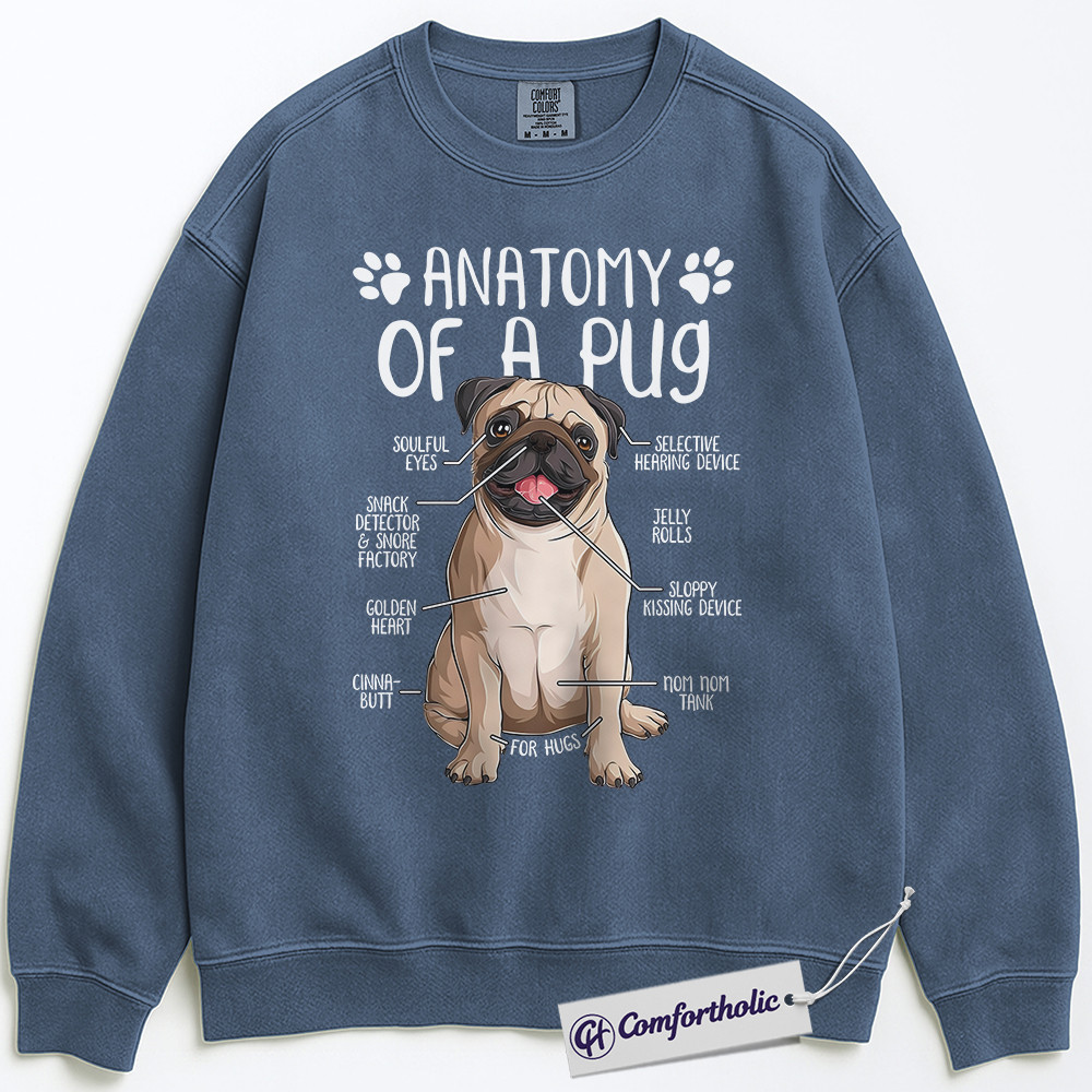 Anatomy of a Pug Sweatshirt, Funny Pug Dog Graphic Pullover, Cute Pet Lover Crewneck, Gift for Dog Owners, Comfort Colors Sweatshirt - Image 8
