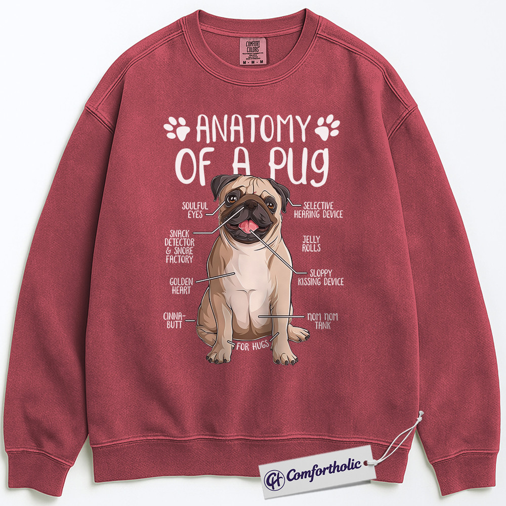 Anatomy of a Pug Sweatshirt, Funny Pug Dog Graphic Pullover, Cute Pet Lover Crewneck, Gift for Dog Owners, Comfort Colors Sweatshirt - Image 9