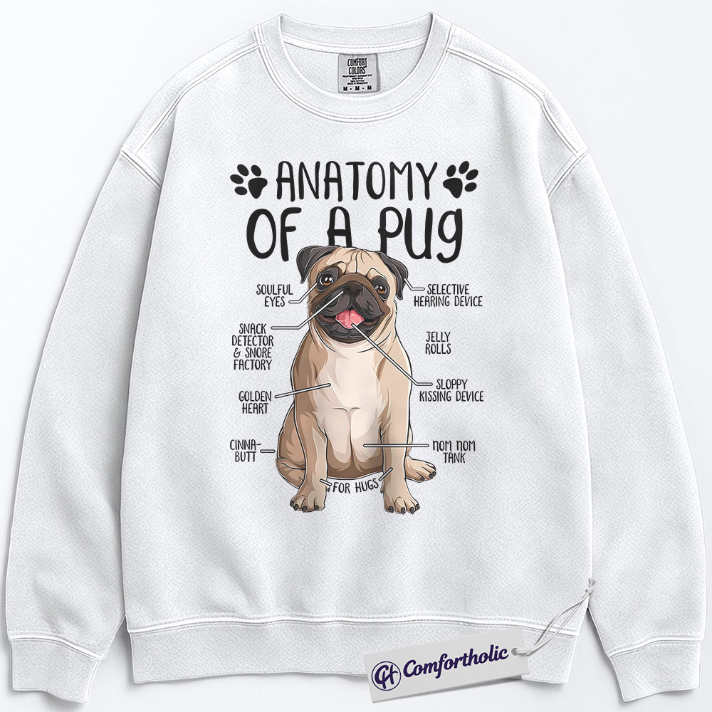 Anatomy of a Pug Sweatshirt, Funny Pug Dog Graphic Pullover, Cute Pet Lover Crewneck, Gift for Dog Owners, Comfort Colors Sweatshirt - Image 3