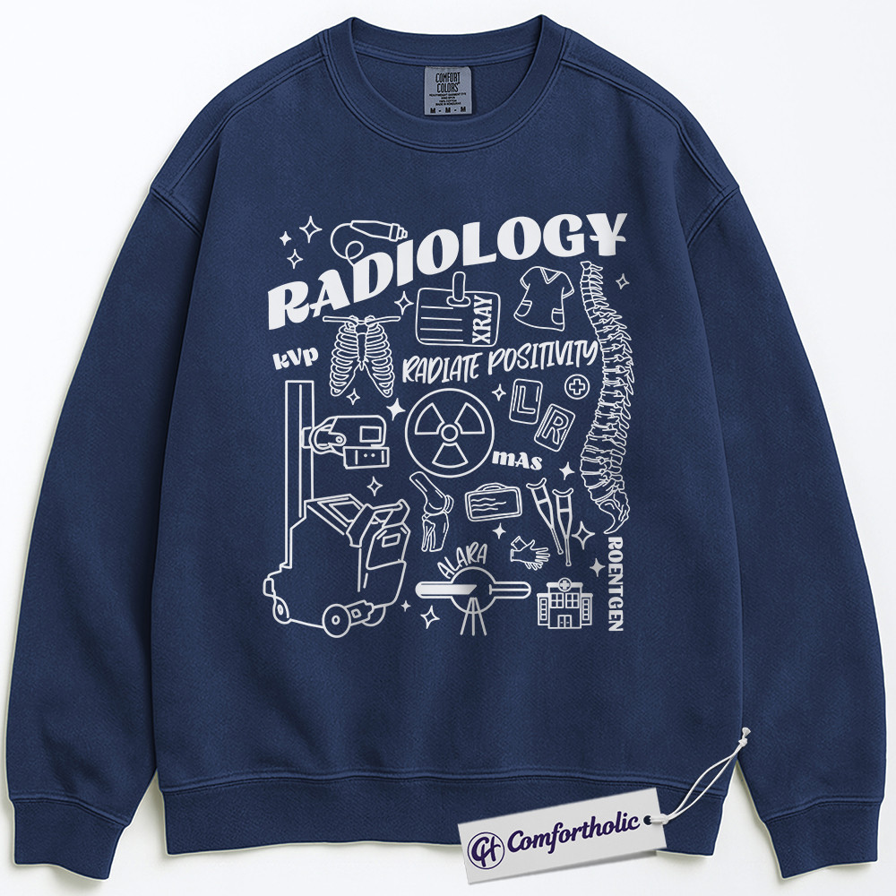 Radiology Sweatshirt, Funny X-Ray Tech Graphic Pullover, Radiologic Technologist Crewneck, Medical Imaging Worker Gift, Comfort Colors Sweatshirt