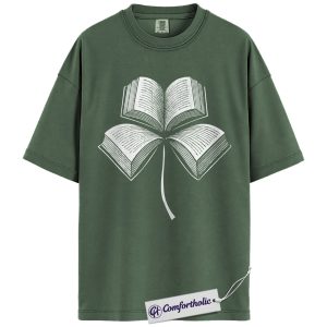 Shamrock Book Shirt, St Patrick’s Day Book Lover Graphic Tee, Lucky Reading T-Shirt, Gift for Book Lovers, Comfort Colors Shirt