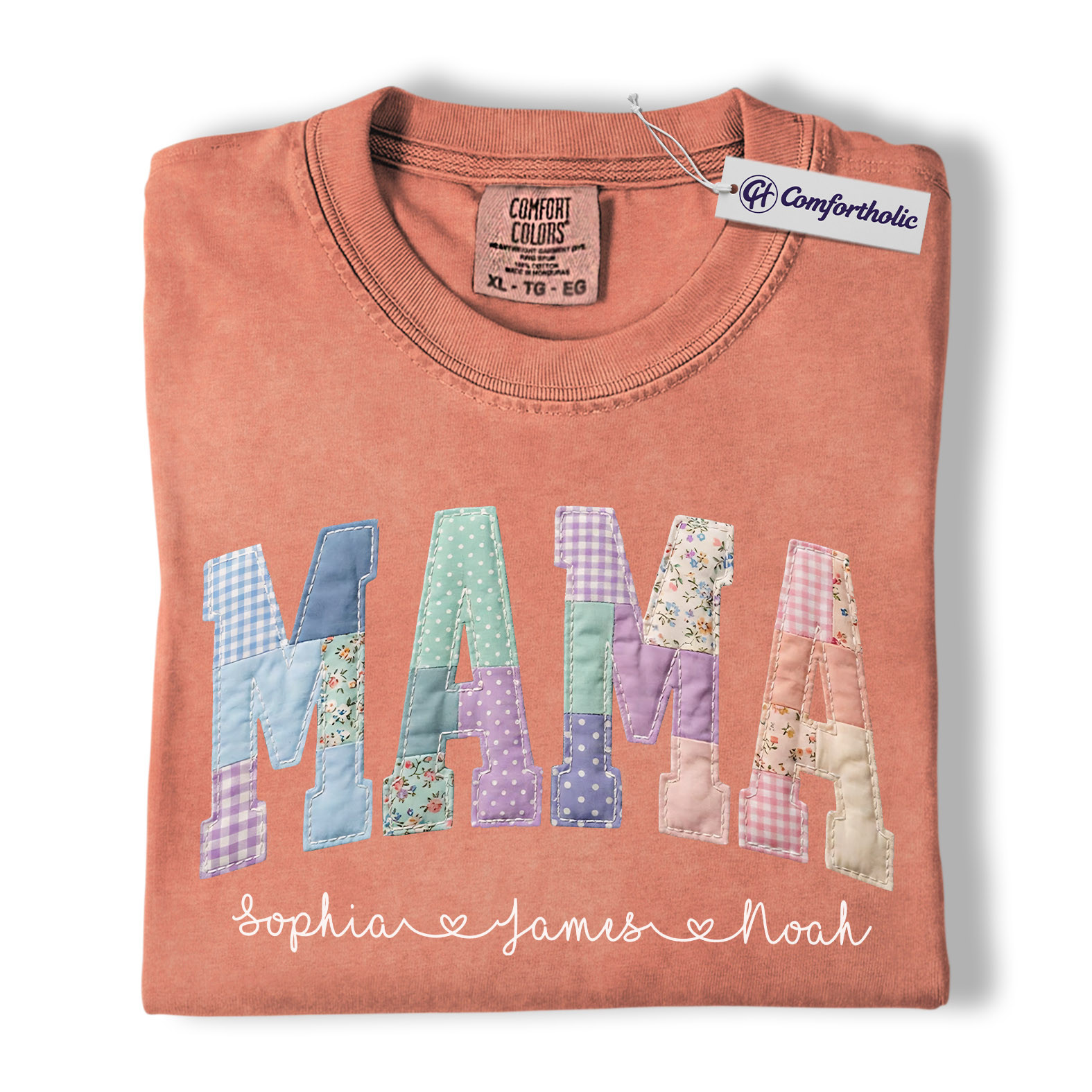 Personalized Mama Shirt with Kids Names, Patchwork MAMA Graphic Tee, Mother’s Day T-Shirt, Custom Gift for Moms, Comfort Colors Shirt - Image 8